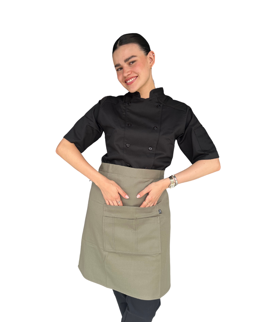 [R92351 350 M] zittro Medio Mandil Delantal Chef Unisex Verde Cemento